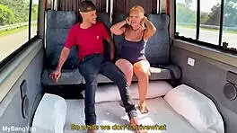 Redhead Babe's Ass Stretched Wide in Driving Van Deepthroat Action