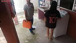 sexy latina seduces technician with her curvy ass