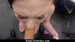 shoplifter teen bends over for rough office punishment