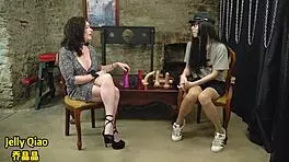 Asian Chinese shemale ladyboy Jelly Qiaos casts interview on deep sex experiences