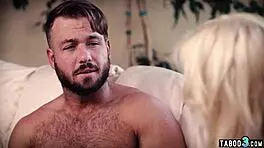 Nasty milf surprises hubby with shaved petite teen pussy for hardcore fun