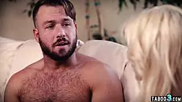 Nasty milf surprises hubby with shaved petite teen pussy for hardcore fun