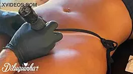 tattooed brazilian teen pays tattooist with wet pussy 😈