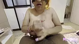 busty latina oils up for huge black cock titfuck handjob