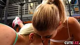 athletic babes workout turns into nude pussy licking