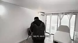 Voyeur backstage with Zamantha Lopez sucking Ray DiMarco's cock before intense hospital fuck