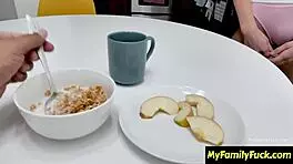 A guy watches young babe bounce wildly on his throbbing cock in gratitude