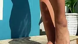 Juicy milf teases pool stranger before hard face cum blast