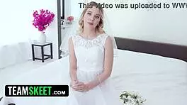 blonde virgin bride cheats wedding night with deepthroat anal creampie on big ass