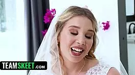 blonde virgin bride cheats wedding night with deepthroat anal creampie on big ass