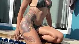 Juicy milf teases pool stranger before hard face cum blast