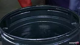 Black-haired brunette and blonde fitness babes lure huge cock guy into femdom roleplay threesome fuck