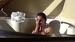 Cute Asian Teen Teases with Machine in Hot Tub Jacuzzi