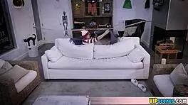 cute brunette bends for nasty doggystyle surprise