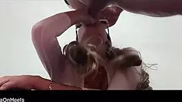 blonde milf with glasses deepthroats huge cock for messy throatpie preview 😍