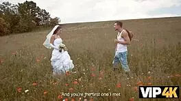 Vip4k. Czech bride cheats wedding dress outdoor facial cumshot