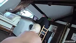 boris schwarz girlfriend sneaks huge cock ride pov behind his back