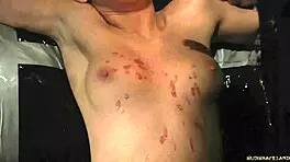 Short hair teen endures rough bdsm with candle wax tits and spanking punishment