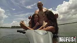 threesome cocks sucked teasing on wild seadoo ride