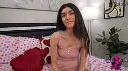 hot skinny aubry babcock college roommate teases then submits to hard dorm fuck spanking