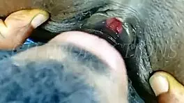 African teen tied up slurps sloppy on bbc, submissive gagging like a total slut!