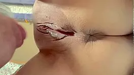 Hey check this amateur pink shaved pussy 297 days post virginity fun homemade closeup