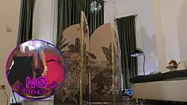 hey check out this cute brunette's sexy lingerie and miniskirt try-on backstage 😘🔥