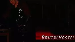 cute teen bound in ball gag endures intense bdsm spanking and rough fetish domination fuck