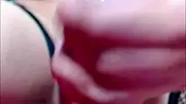 Teen tranny strokes huge cock to explosive cumshot webcam closeup