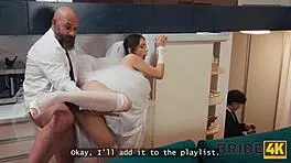 The bride's natural perky tits tight shaved pussy turned wedding horny