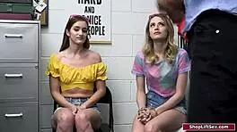 two hot petite brunettes rip clothes for big black cock domination