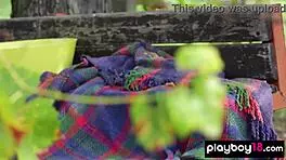 😘 petite asian katana strips naked outdoors flashing exotic shaved pussy 💦