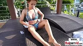 Big-Titted Asian Amateur Hana Rides Lover's Monster White Cock