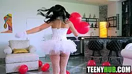 Slutty barbie costume slips off petite slut for hardcore pov fuck