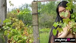 😘 petite asian katana strips naked outdoors flashing exotic shaved pussy 💦