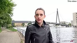 Petite German teen cheats with street anal pounding