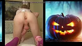 sexy big dick shemale explodes cum on halloween 🎃💦