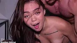 submissive slut neighbor craves rough interracial pounding bent over doggystyle