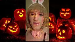 sexy big dick shemale explodes cum on halloween 🎃💦