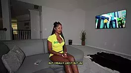 Huge Tits Ebony Babe Edges Massive Interracial Cock to Explosion