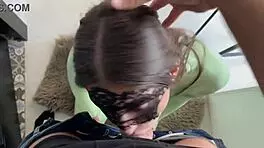 Hey check out our crazy public threesome with sloppy backstage blowjob