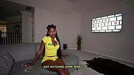 Huge Tits Ebony Babe Edges Massive Interracial Cock to Explosion