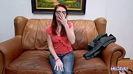 cutie dezi rae gags deep on dildo then fingers her wet shaved pussy intriguing