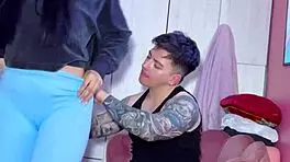 New gym latina cutie gets hardcore doggystyle bent over by trainer on first day!