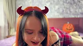 hey succubus, your pierced nipples and big ass got me hard for halloween play?