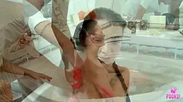 hey esme j's soaking pussy takes noah r's dick in bathroom