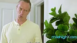 Horny Babysitter Flashes Perky Tits for Old Man Fuck Show