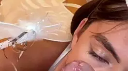 Sloppy deepthroat on big cock? This 18yo brunette teen practices hard 😜