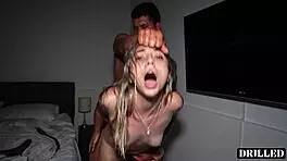 Fresh 18+ blonde goes wild on big black cock in passionate doggystyle