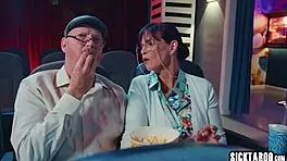 cinema thrill has athena faris moaning softly on boyfriend's lap ride